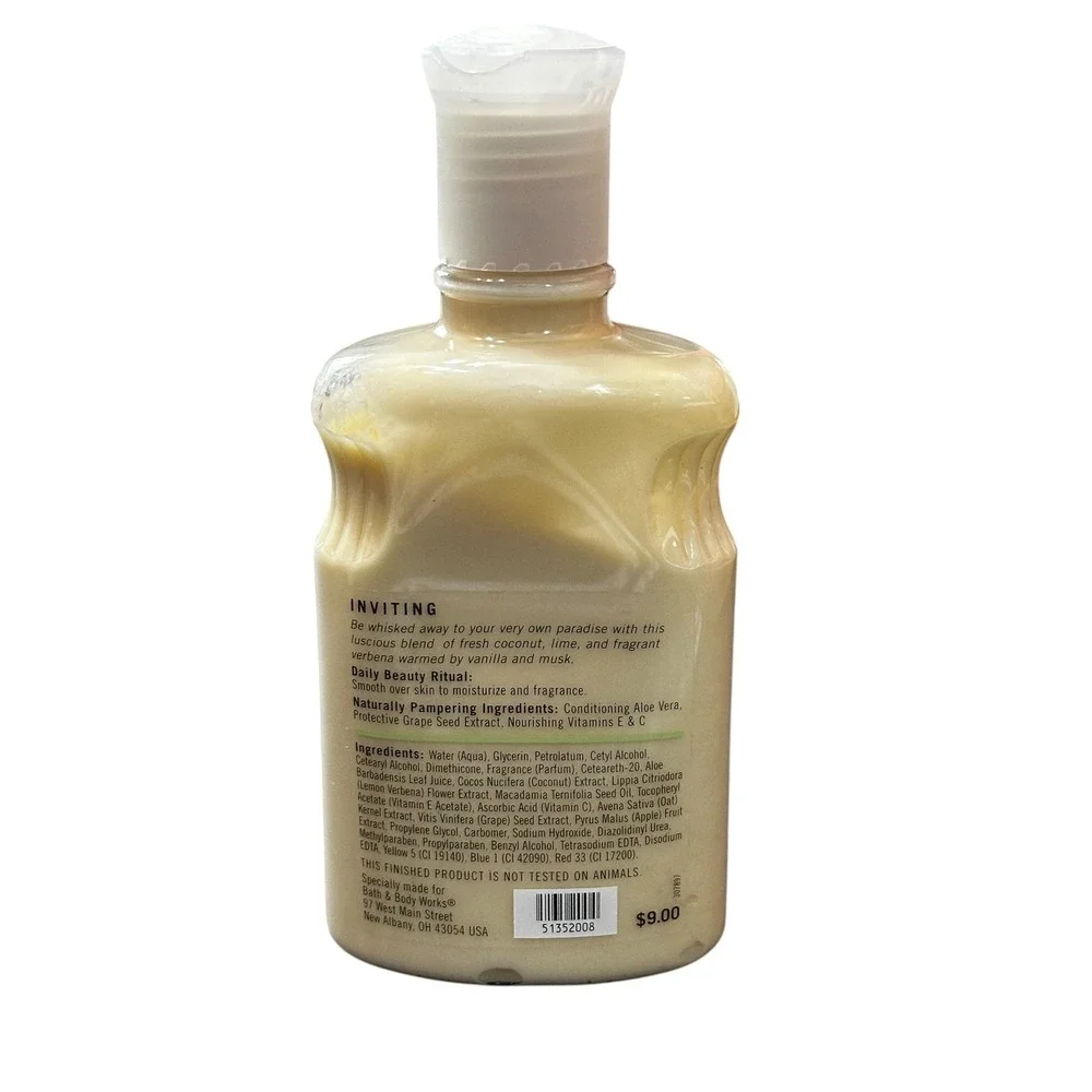 Bath & Body Works Pleasures Coconut Lime Verbena Body Lotion 8oz Discontinued‎
